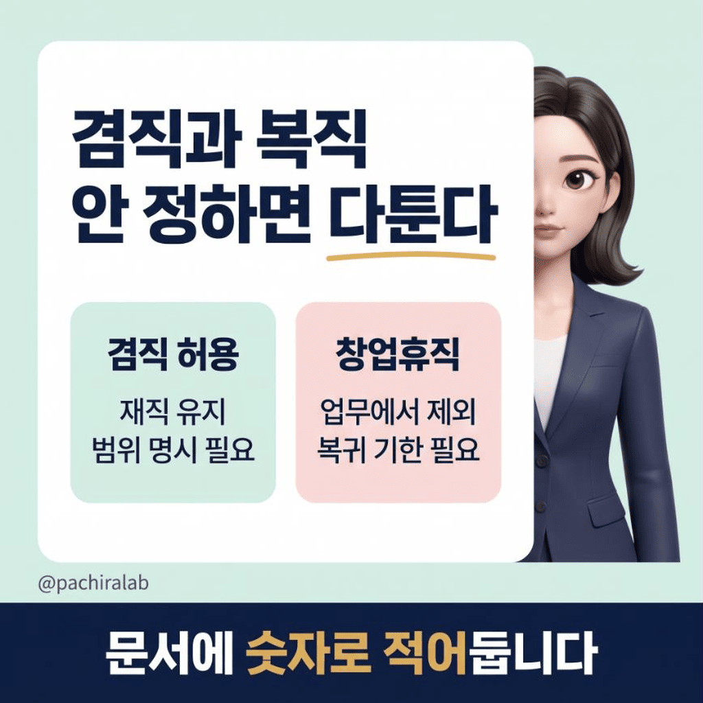 겸직과 복직을 안 정하면 반드시 다툽니다