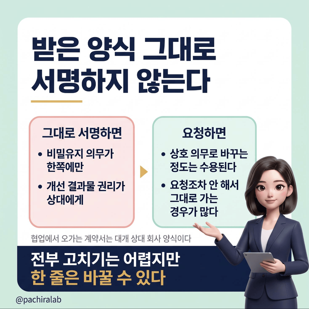 받은 양식 그대로 서명할 때와 요청할 때의 차이